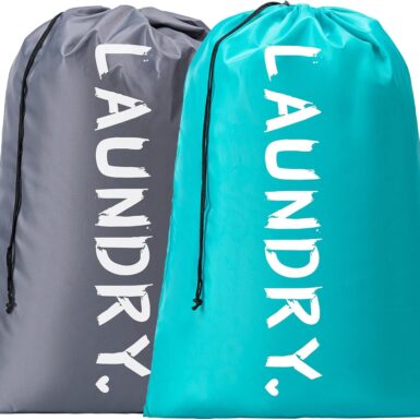 2 Pack XL Travel Laundry Bag, Machine Washable Dirty Clothes Organizer with Drawstring,Large Enough to Hold 4 Loads of Laundry, Easy Fit a Laundry Hamper or Basket Travel Essentials 24" x 36"